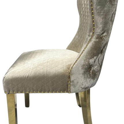 G-Lewis Mink Chair (Lion Knocker/Gold Legs)