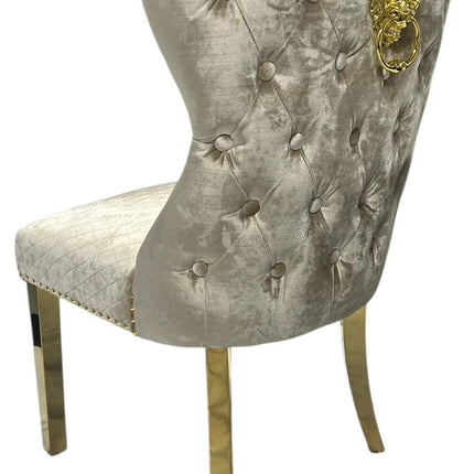 G-Lewis Mink Chair (Lion Knocker/Gold Legs)