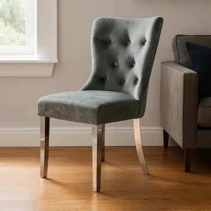 Bentley Dark Grey Chair (Chrome Legs)
