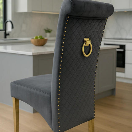G-Lucy Dark Grey Chair (Ring Knocker/Gold Legs)