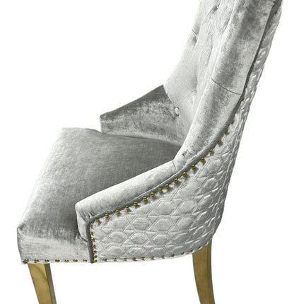 G-Roma Silver Grey Chair (Lion Knocker/Gold Legs)
