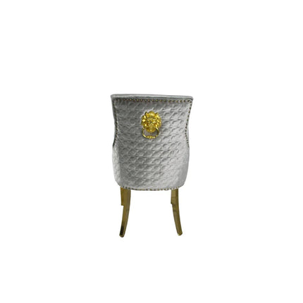 G-Roma Silver Grey Chair (Lion Knocker/Gold Legs)