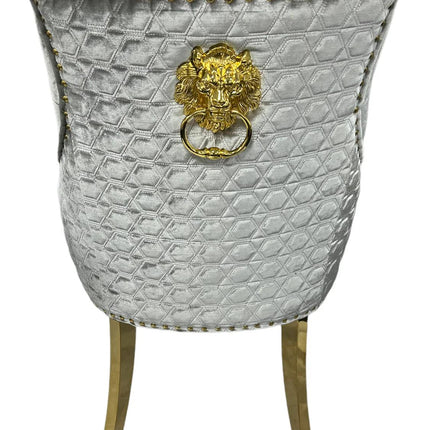 G-Roma Silver Grey Chair (Lion Knocker/Gold Legs)