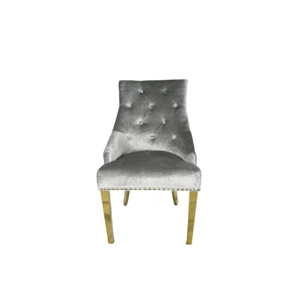 G-Roma Silver Grey Chair (Lion Knocker/Gold Legs)
