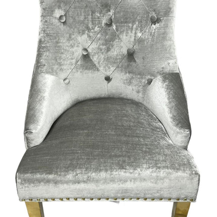 G-Roma Silver Grey Chair (Lion Knocker/Gold Legs)
