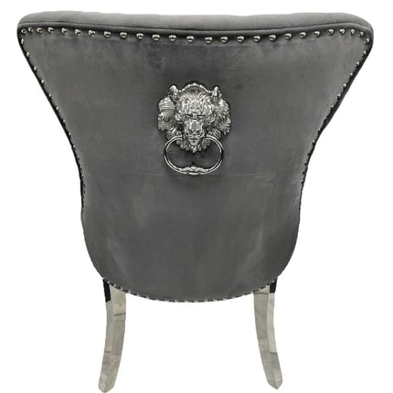 Chelsea 01 Dark Grey Chair (Lion Knocker/Chrome Legs)