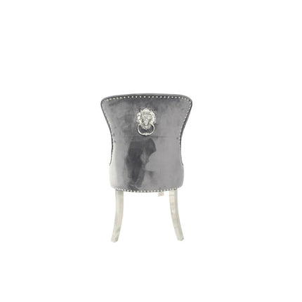 Chelsea 01 Dark Grey Chair (Lion Knocker/Chrome Legs)
