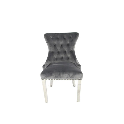 Chelsea 01 Dark Grey Chair (Lion Knocker/Chrome Legs)