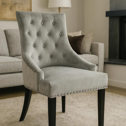 BK-Jessica Dark Grey Chair (Black Ring Knocker/Black Legs)