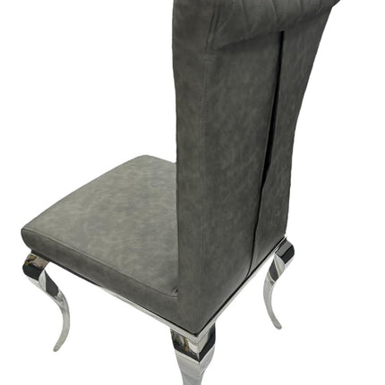 London PU Dark Grey Chair (Chrome Legs)