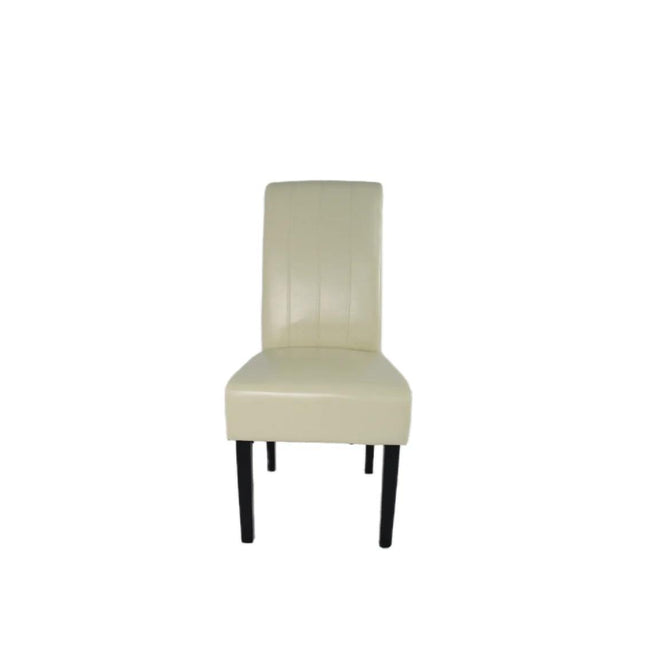 Lucy PU Cream Chair (Black Wooden Legs)