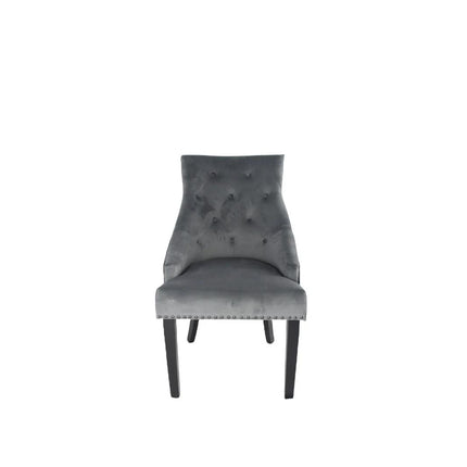 BK-Jessica Dark Grey Chair (Black Ring Knocker/Black Legs)