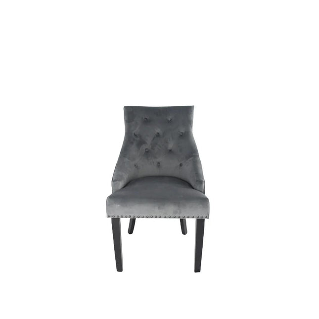 BK-Jessica Dark Grey Chair (Black Ring Knocker/Black Legs)