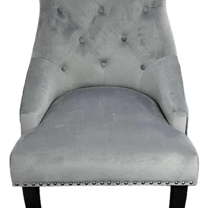 BK-Jessica Dark Grey Chair (Black Ring Knocker/Black Legs)