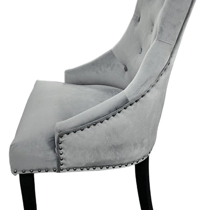BK-Jessica Dark Grey Chair (Black Ring Knocker/Black Legs)
