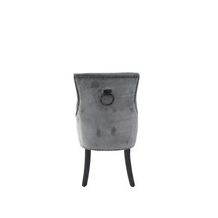 BK-Jessica Dark Grey Chair (Black Ring Knocker/Black Legs)