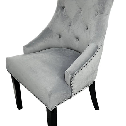 BK-Jessica Dark Grey Chair (Black Ring Knocker/Black Legs)