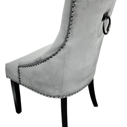 BK-Jessica Dark Grey Chair (Black Ring Knocker/Black Legs)