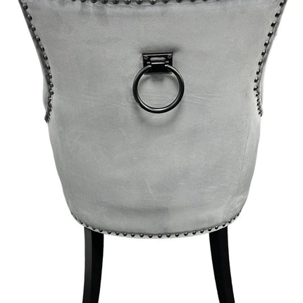 BK-Jessica Dark Grey Chair (Black Ring Knocker/Black Legs)