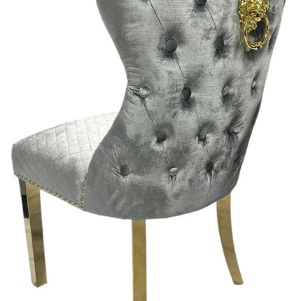 G-Lewis Light Grey Chair (Lion Knocker/Gold Legs)