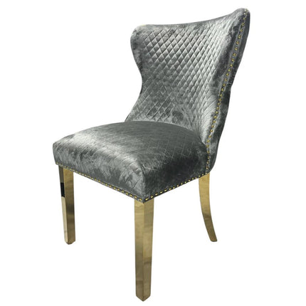 G-Lewis Light Grey Chair (Lion Knocker/Gold Legs)
