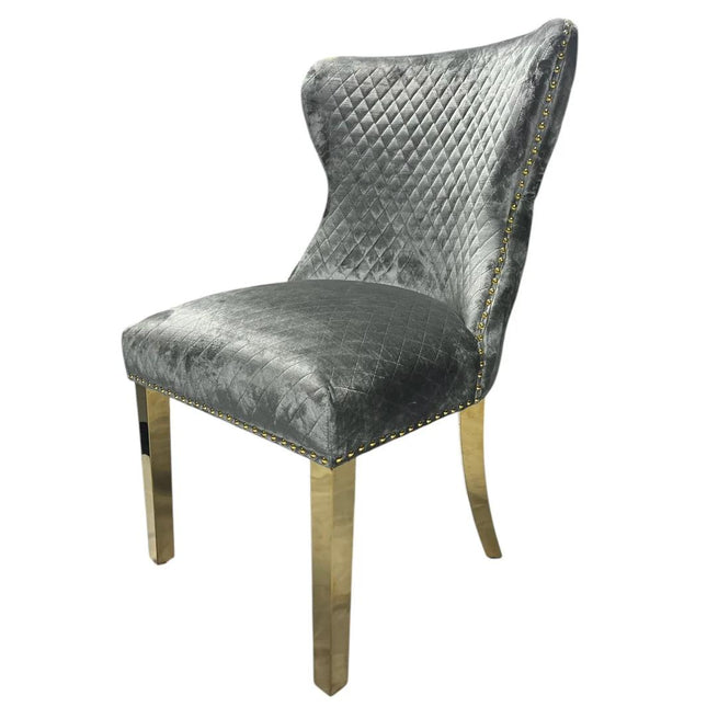 G-Lewis Light Grey Chair (Lion Knocker/Gold Legs)