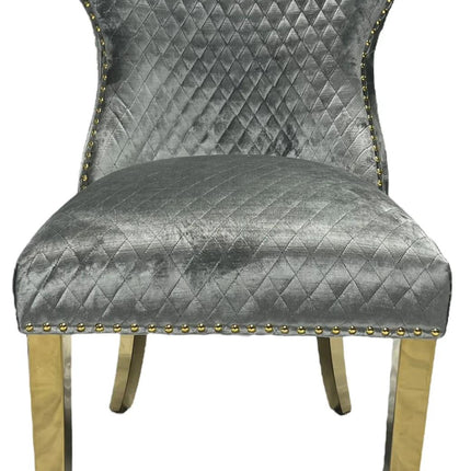 G-Lewis Light Grey Chair (Lion Knocker/Gold Legs)