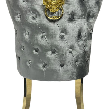 G-Lewis Light Grey Chair (Lion Knocker/Gold Legs)