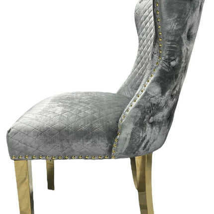 G-Lewis Light Grey Chair (Lion Knocker/Gold Legs)