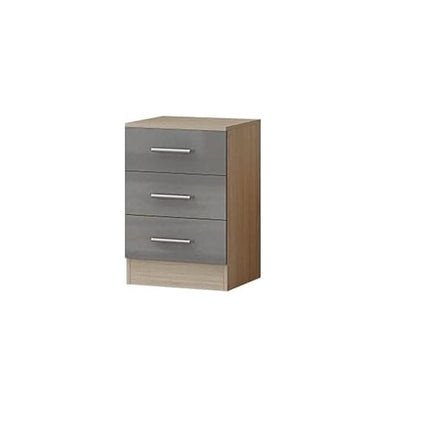 High Gloss Grey Large Wardrobe + Chest of Drawers + 2 Bed Sides