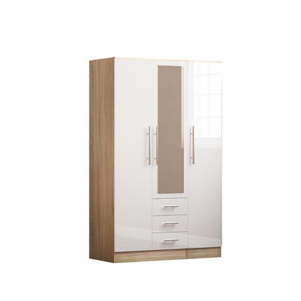 Combi 3 door 3 drawers wardrobe White