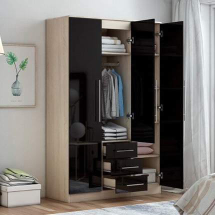 Combi 3 door 3 drawers wardrobe Black
