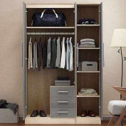 Combi 3 door 3 drawers wardrobe Grey