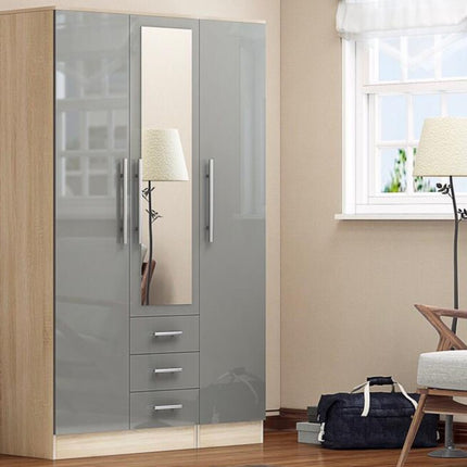 Combi 3 door 3 drawers wardrobe Grey