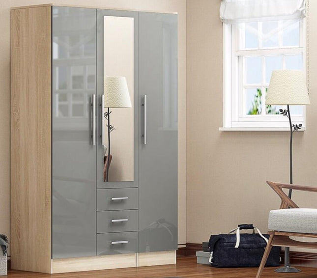 Combi 3 door 3 drawers wardrobe Grey