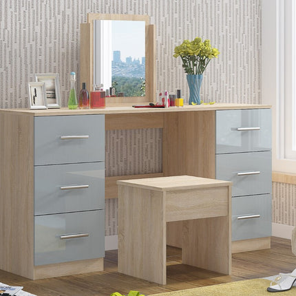 Grey High Gloss Double Dressing Table
