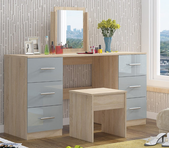 Grey High Gloss Double Dressing Table