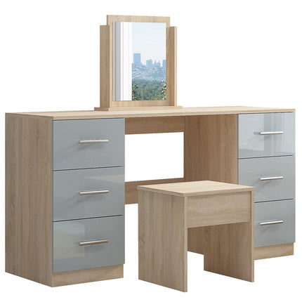 Grey High Gloss Double Dressing Table