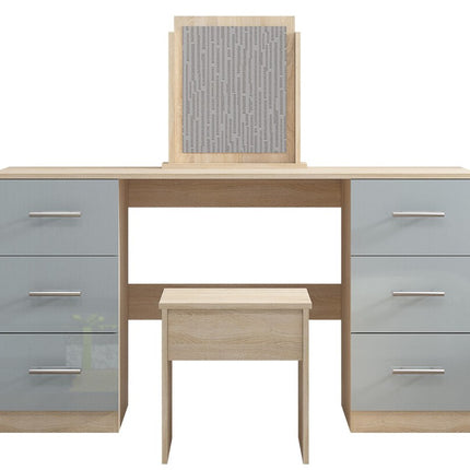 Grey High Gloss Double Dressing Table