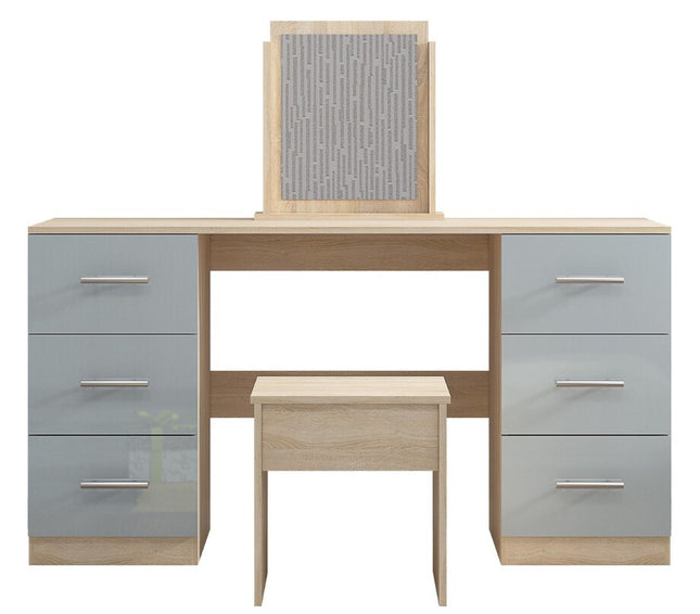 Grey High Gloss Double Dressing Table