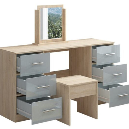 Grey High Gloss Double Dressing Table