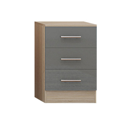 High Gloss Topbox 6 Door Dark Grey Mirrored Fitment Wardrobe + Double Dresser + Chest + 2 Bedsides