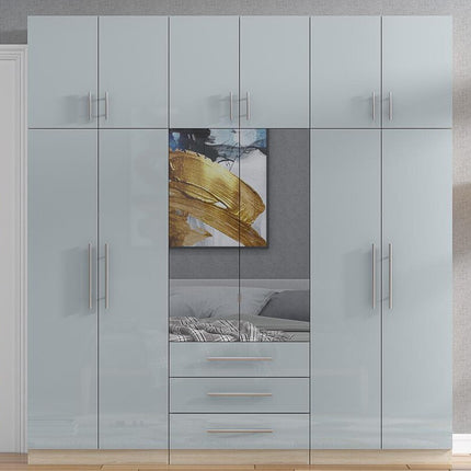 High Gloss Topbox 6 Door Mirrored Fitment Wardrobe Grey