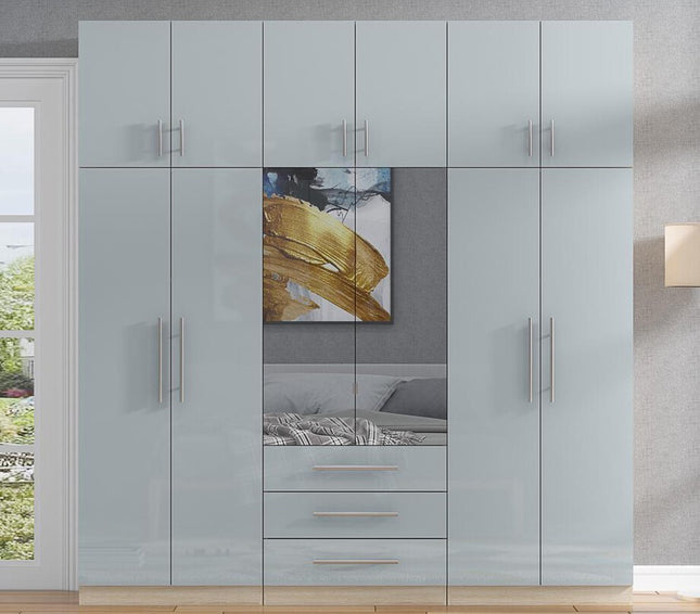 High Gloss Topbox 6 Door Mirrored Fitment Wardrobe Grey