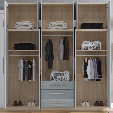 High Gloss Topbox 6 Door Mirrored Fitment Wardrobe Grey