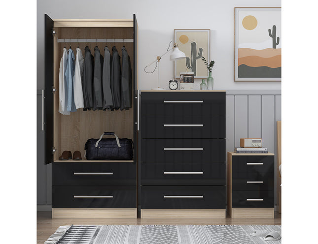 High Gloss Black Trio Bedroom Set