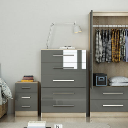 High Gloss Grey Trio Bedroom Set