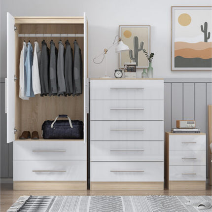 High Gloss White Trio Bedroom Set
