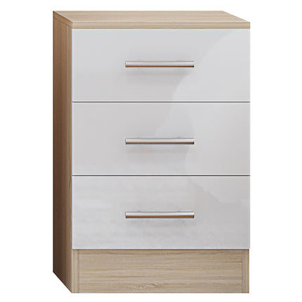 High Gloss White Trio Bedroom Set