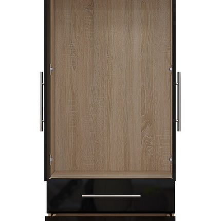 Black 2 Doors + 2 Draws High Glass Wardrobe